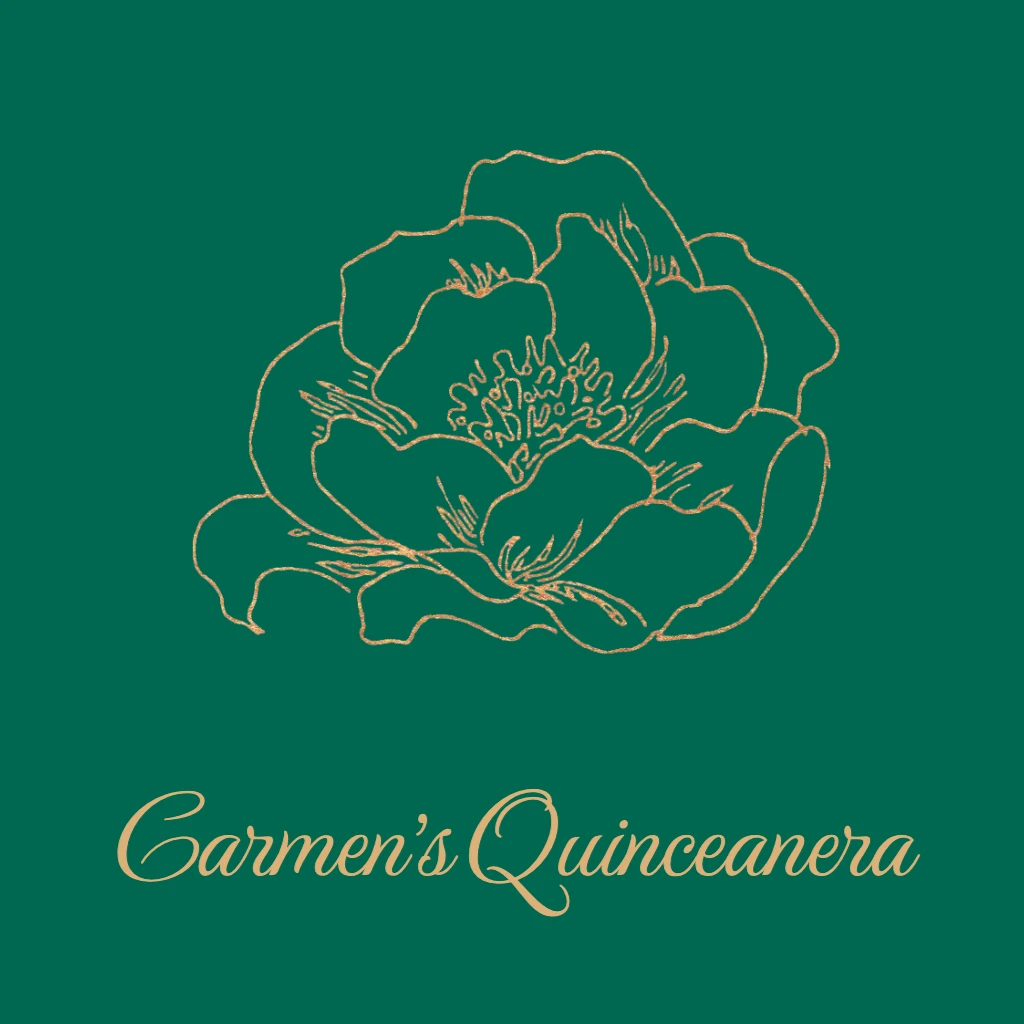 emerald green background with golden rose RSVP theme