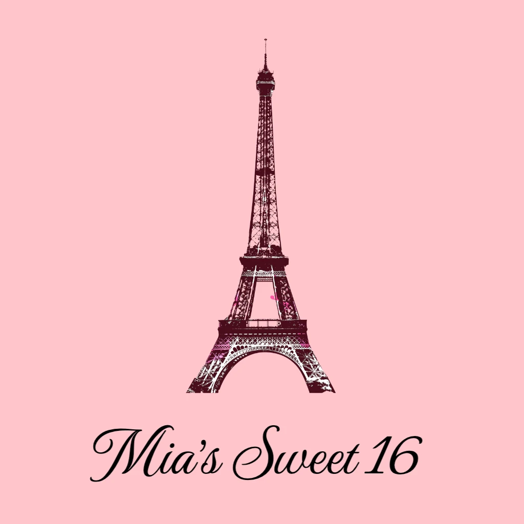 Pink Eiffel Tower  Birthday RSVP theme