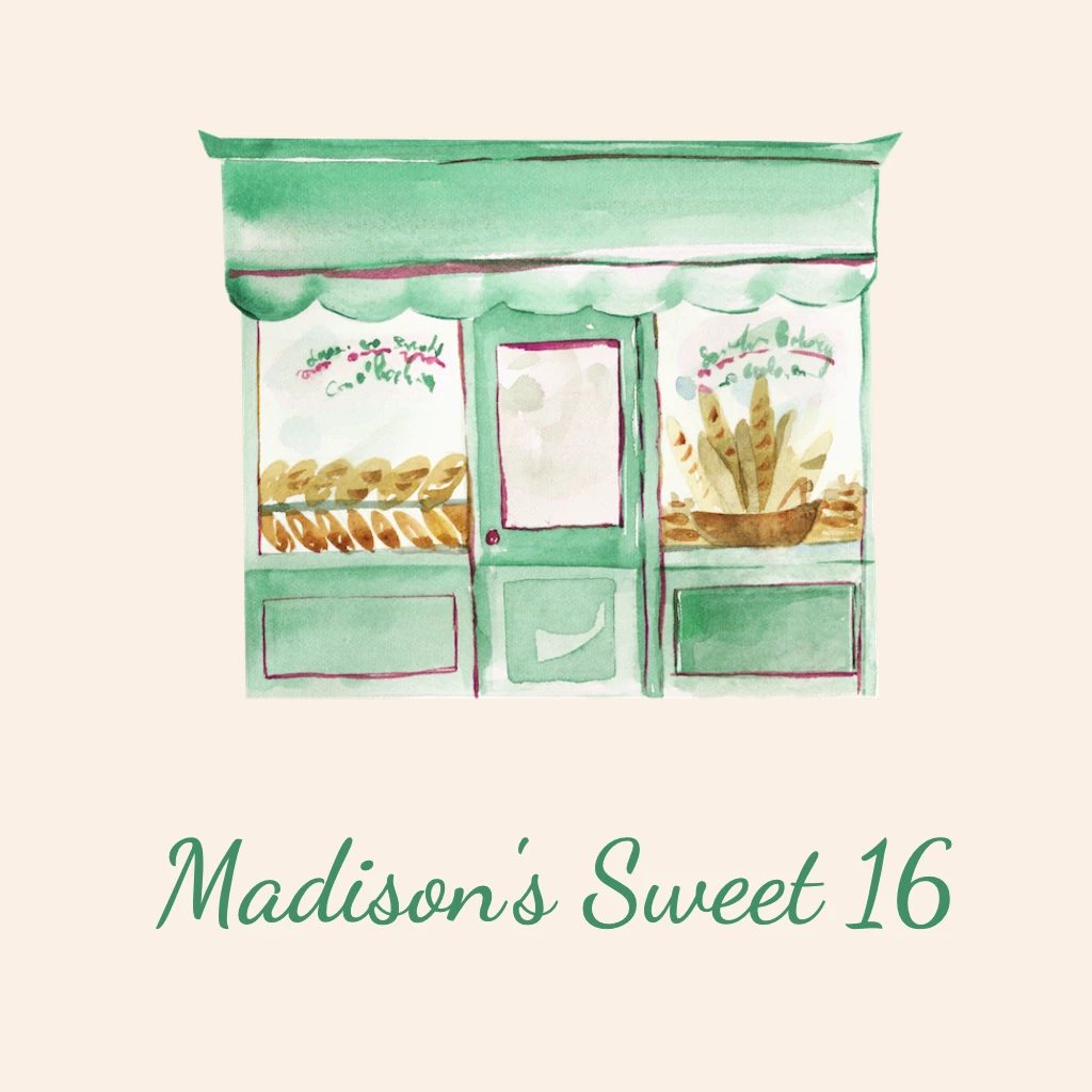 turquoise bakery front RSVP theme