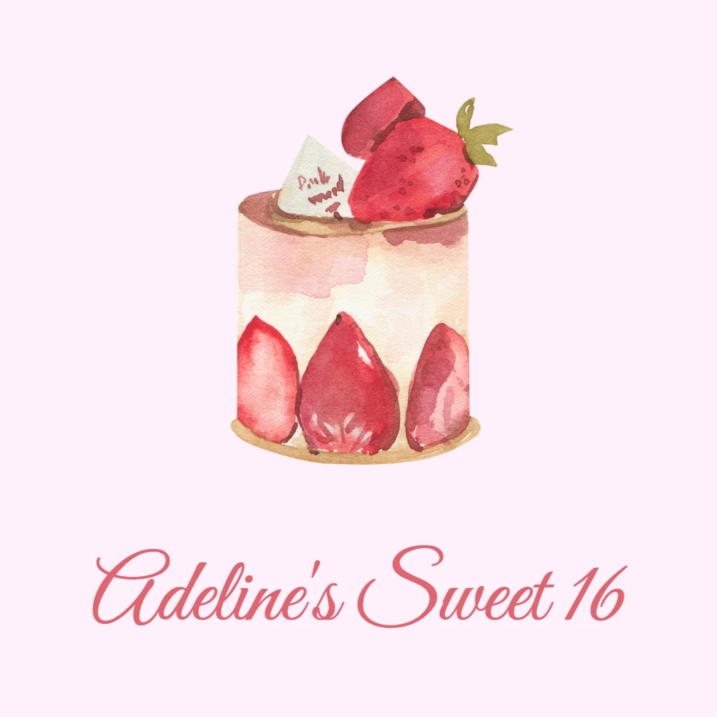 Watercolour cake with red strawberries and whipping cream  RSVP theme