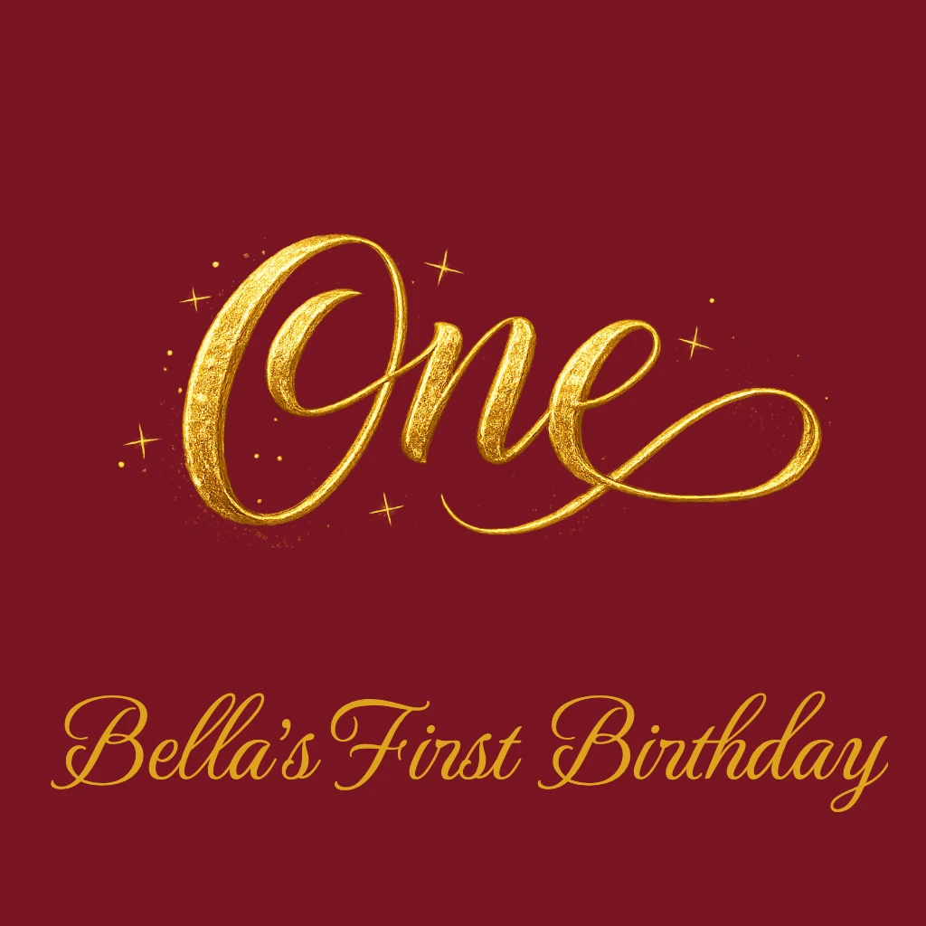 golden one spelled out in cursive RSVP theme