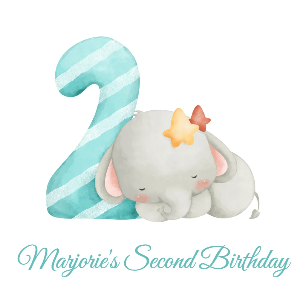 Sleeping elephant with turquoise 2 RSVP theme