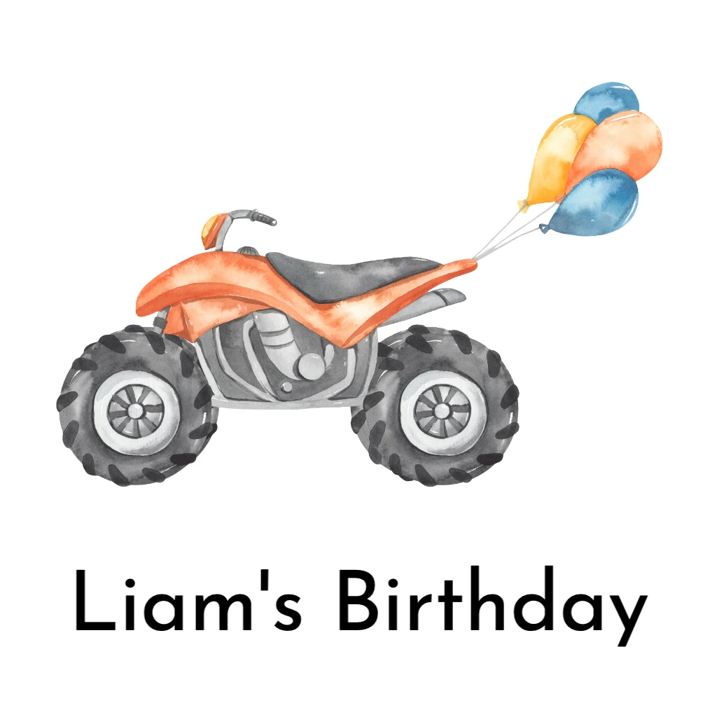 orange quad with birthday balloons RSVP theme