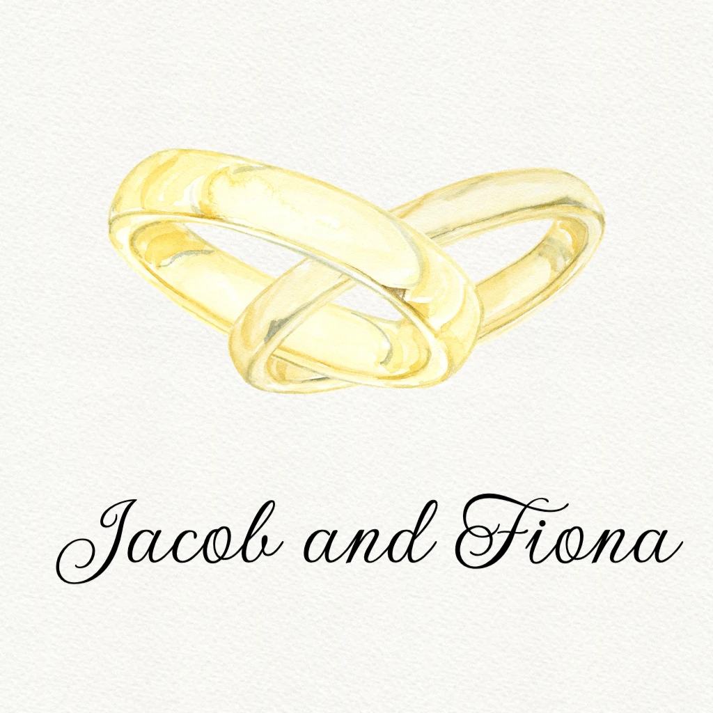 2 golden wedding rings interlocked RSVP theme